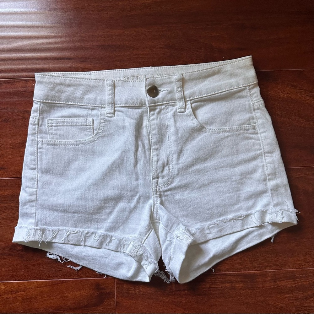 American Eagle High-Rise White Denim Shorts - size 2